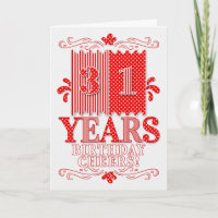 31. Geburtstag Rote und weiße Polka Punkte und Str