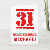 31. Geburtstag: Spaß, Red Rubber Briefmarke Inspir Karte (Vorderseite)