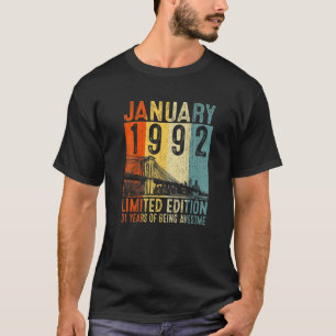 31. Geburtstag Vintage Januar 1992 31 Jahre alte M T-Shirt