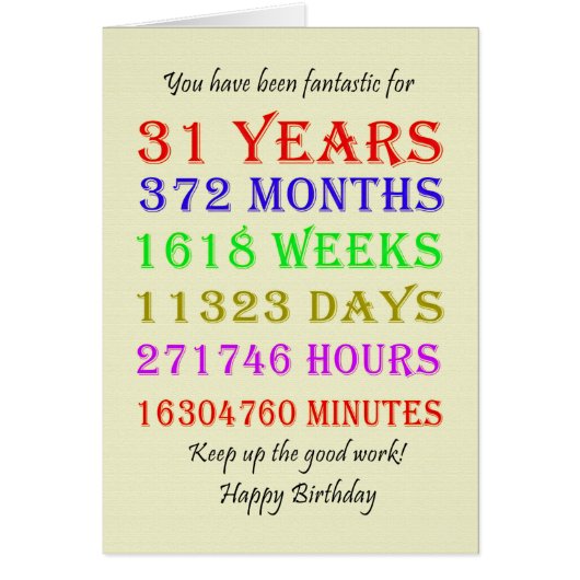 31. Geburtstags-Meilensteine (Vorne)