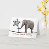 31. Geburtstagskarte mit Seilwandelefant Karte (Gelbe Blume)