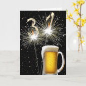 31. Geburtstagsparkler mit Bier-Tasse Karte (Gelbe Blume)
