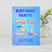 31. Geburtstagsparty Einladung einen Namen hinzufü (Stehend Vorderseite)