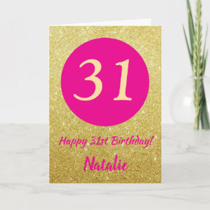 31. Happy Birthday Hot Pink und Gold Glitzer Karte
