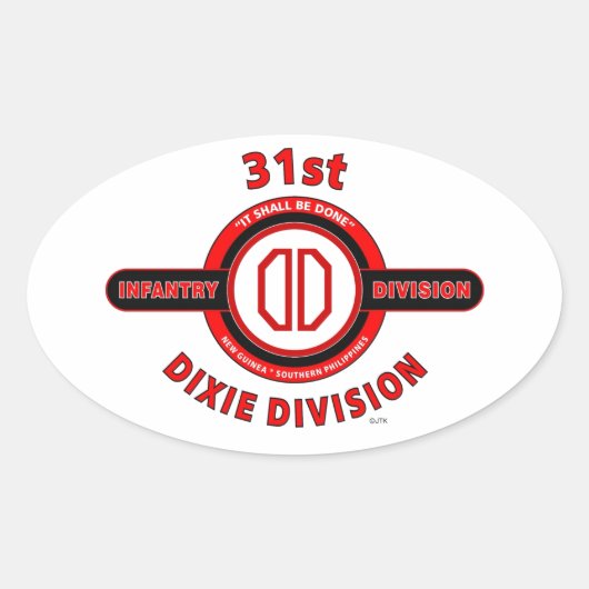 31. INFANTRIEDIVISION "DIXIE DIVISION" OVALER AUFKLEBER (Vorderseite)