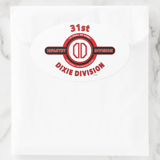 31. INFANTRIEDIVISION "DIXIE DIVISION" OVALER AUFKLEBER (Tasche)