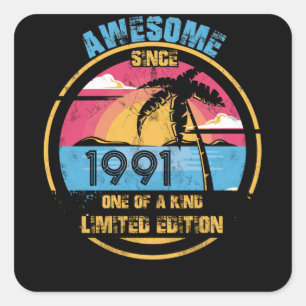 31 Jahre alt Großartig seit 1991 31. Geburtstag Quadratischer Aufkleber