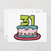 31-jähriger Geburtstagskuchen Postkarte (Vorne/Hinten)
