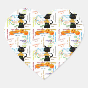 31. Oktober Herz-Aufkleber