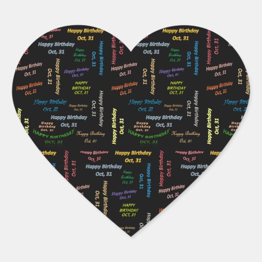 31. Oktober Herz-Aufkleber (Vorderseite)