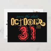 31. Oktober Save the Date Ankündigungspostkarte (Vorne/Hinten)
