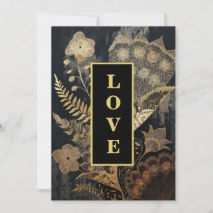 *~ 31 QR RSVP AR26 Goldene Stickerei LOVE Vintage Einladung