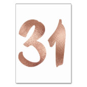 31 Tischnummern Weißes Metallisches Rosa Gold (Rückseite)