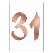 31 Tischnummern Weißes Metallisches Rosa Gold (Vorderseite)