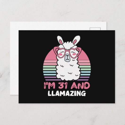 31 Year Old Bday Llamazing 31st Birthday Llama Postkarte (Vorne/Hinten)