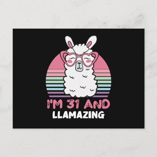 31 Year Old Bday Llamazing 31st Birthday Llama Postkarte (Vorderseite)