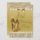 31st Birthday Classy Gold Heelses Sequins Diamonds Einladung (Vorne/Hinten)