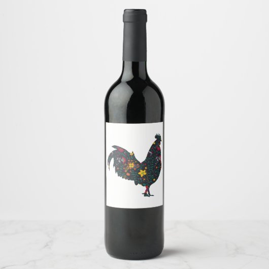 321 Bauer Country-Geschenk lustiges Musikhähnchen Weinetikett (Vorderseite)
