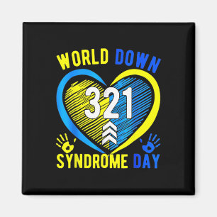 321 World Down Syndrome Day Awareness Blue Yellow Magnet