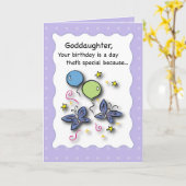 3293 Godtochter Geburtstagskugel und Schmetterling Karte (Gelbe Blume)