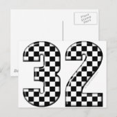 32 Auto-Rennnummer Postkarte (Vorne/Hinten)