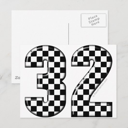 32 Auto-Rennnummer Postkarte (Vorne/Hinten)