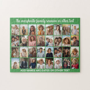 32 Foto-Collage - Modern Grün mit Text Puzzle