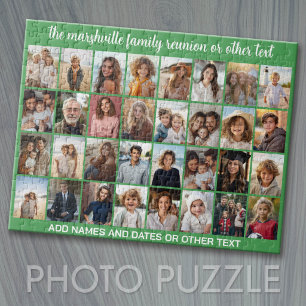 32 Foto-Collage - Modern Grün mit Text Puzzle