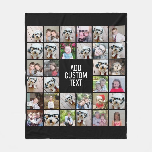 32 FotoCollage Modernes Quadrat Schwarz - Weißer T Fleecedecke (Vorderseite)