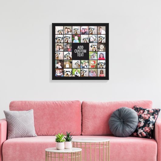 32 FotoCollage Modernes Quadrat Schwarz - Weißer T Leinwanddruck (Insitu (Wohnzimmer))