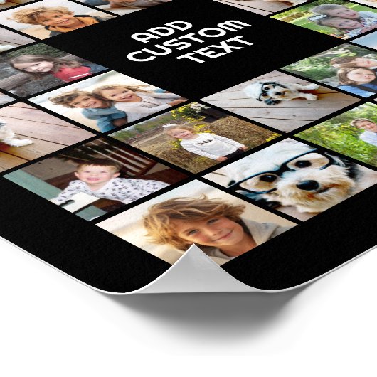 32 FotoCollage Modernes Quadrat Schwarz - Weißer T Poster (Ecke)