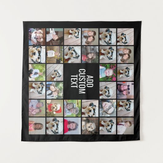 32 FotoCollage Modernes Quadrat Schwarz - Weißer T Wandteppich (Vorderseite (Horizontal))