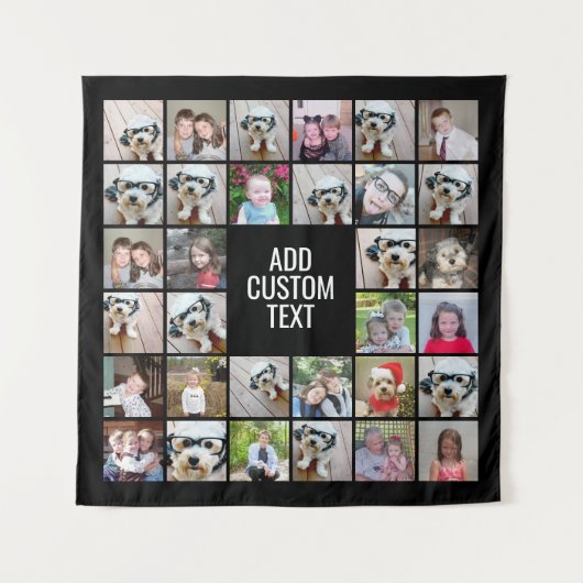 32 FotoCollage Modernes Quadrat Schwarz - Weißer T Wandteppich (Vorderseite)