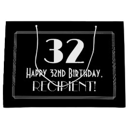 32. Geburtstag: Art Deco Inspiriert Stil "32", Nam Große Geschenktüte