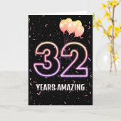 32. Geburtstag Ballons und Confetti Karte (Gelbe Blume)