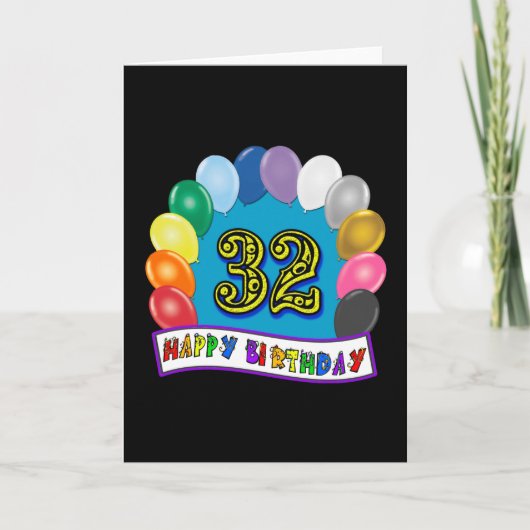 32. Geburtstag Balloons Geschenke Karte (Vorderseite)