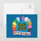 32. Geburtstag Balloons Geschenke Postkarte (Vorne/Hinten)