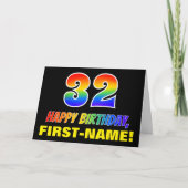 32. Geburtstag: Bold, Fun, Simple, Rainbow 32 Karte (Vorderseite)