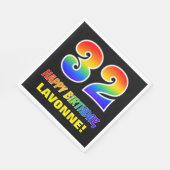 32. Geburtstag: Bold, Fun, Simple, Rainbow 32 Serviette (Ecke)