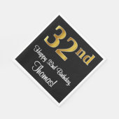 32. Geburtstag ~ Elegante Luxuriöse Imitate Gold L Serviette (Ecke)