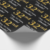 32. Geburtstag: Elegante Luxuriöse Imitate Gold Lo Geschenkpapier (Ecke)