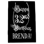 32. Geburtstag: Extravagant, elegant, Script + Ind Mittlere Geschenktüte (Vorderseite)