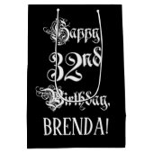 32. Geburtstag: Extravagant, elegant, Script + Ind Mittlere Geschenktüte (Rückseite)