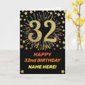 32. Geburtstag Feuerwerk Regenbogen Gold Spaß Karte (Gelbe Blume)