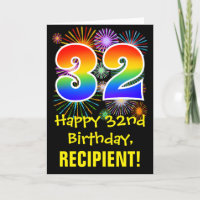 32. Geburtstag: Fun Fireworks Muster + Regenbogen