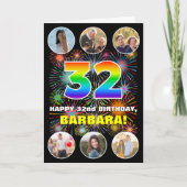 32. Geburtstag: Fun Rainbow #, Individuelle Name & Karte (Vorderseite)