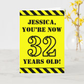 32. Geburtstag: Fun Stencil Style Text, Individuel Karte (Gelbe Blume)