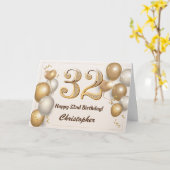 32. Geburtstag Gold Balloons und Confetti Geburtst Karte (Gelbe Blume)