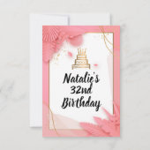 32. Geburtstag in weiß und rosa Einladung (Rückseite)