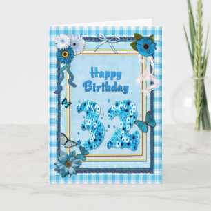32. Geburtstag mit Scrapbook-Effekt Karte